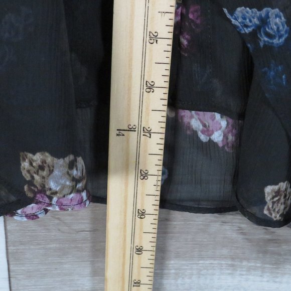 Simply Vera*Women's Long Sleeve Button Down Abstract Cardigan Sheer Blouse Large - Picture 9 of 10